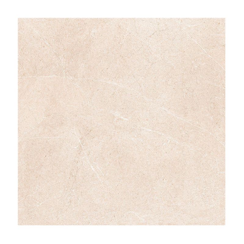 Porcelanato 120x120 Saddle Caliza Mate Porcelanosa, vista frontal de la pieza cuadrada con textura veteada en tono beige