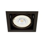 Luminaria empotrable Nanchong 1L G53 negro Tecnolite, vista frontal del marco cuadrado negro y el foco circular blanco