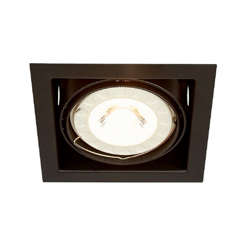 Luminaria empotrable Nanchong 1L G53 negro Tecnolite, vista frontal enfocada en el socket y el interior del plafón