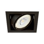 Luminaria empotrable Nanchong 1L G53 negro Tecnolite, vista superior en ángulo que muestra el foco interno blanco