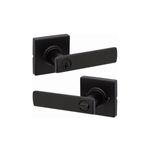 Cerradura manecilla baño cuadrada Breton negro Kwikset, juego de dos piezas en acabado negro mate con diseño cuadrado