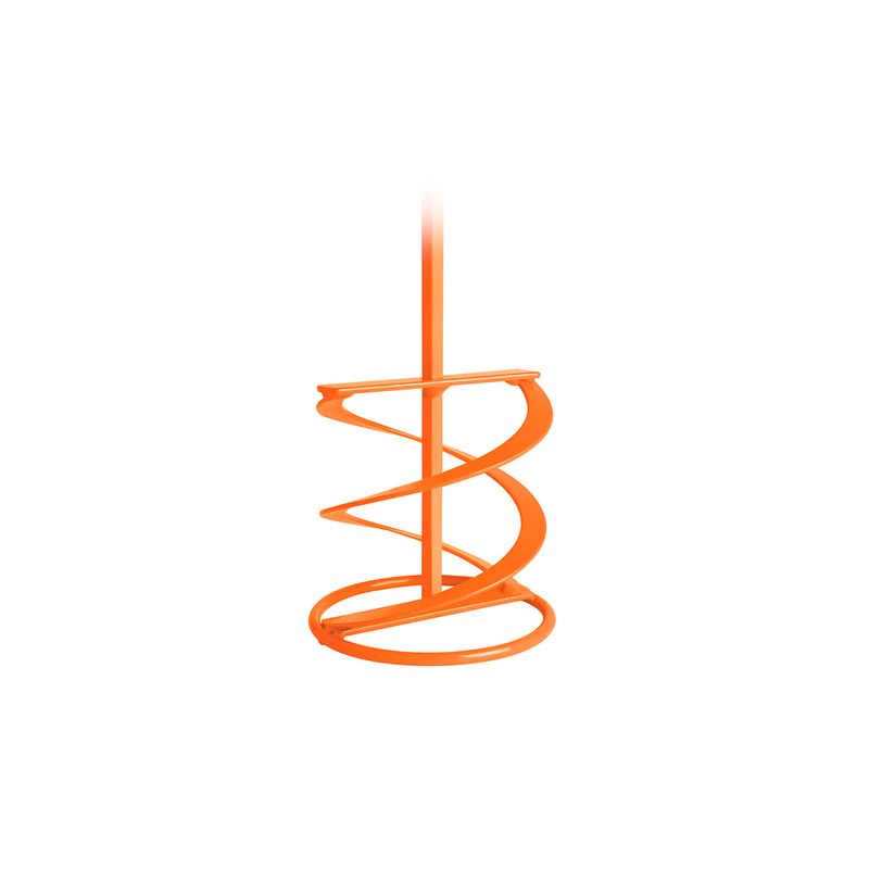 Mezclador de pintura Truper de 120 mm x 600 mm, herramienta metálica de color naranja con diseño en espiral