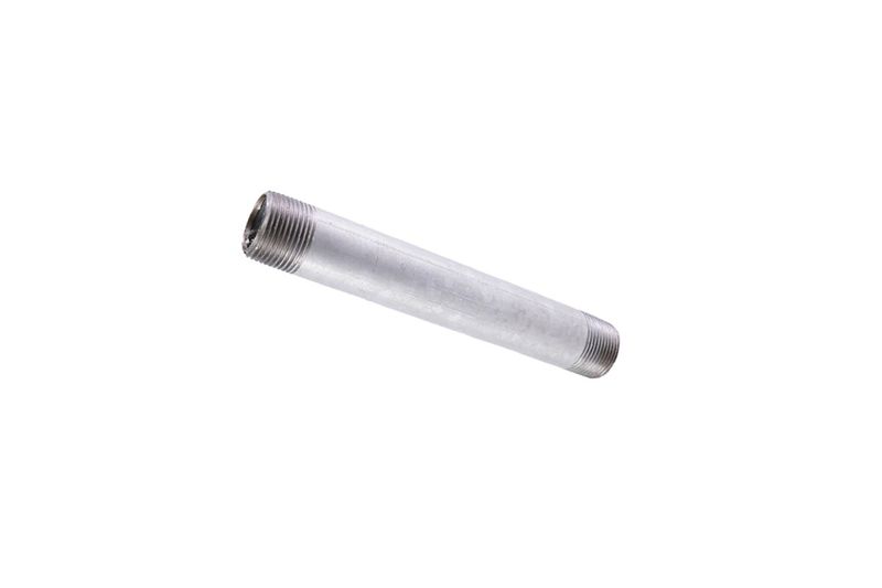 Niple galvanizado rosca cédula 20 de 1 x 8 pulgadas Facenil, vista lateral completa sobre fondo blanco