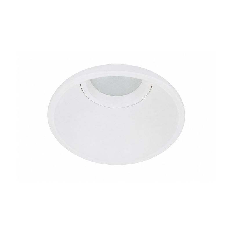 Lámpara de techo empotrable LED cúpula redonda 1L GU10 5W Sinsa, vista cenital del difusor blanco y la base circular