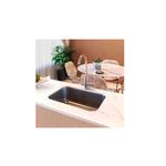 Pantry 1 tina 46x59x19 sin escurridor submontar Socoda, instalado en encimera blanca con grifo cuello de cisne
