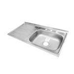 Pantry 1 tina 52x100x14 con escurridor izq. sobreponer Socoda, vista superior en acero inoxidable con drenaje circular