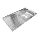 Pantry 1 tina 52x100x14 con escurridor izq. sobreponer Socoda, vista cenital del fregadero de acero inoxidable