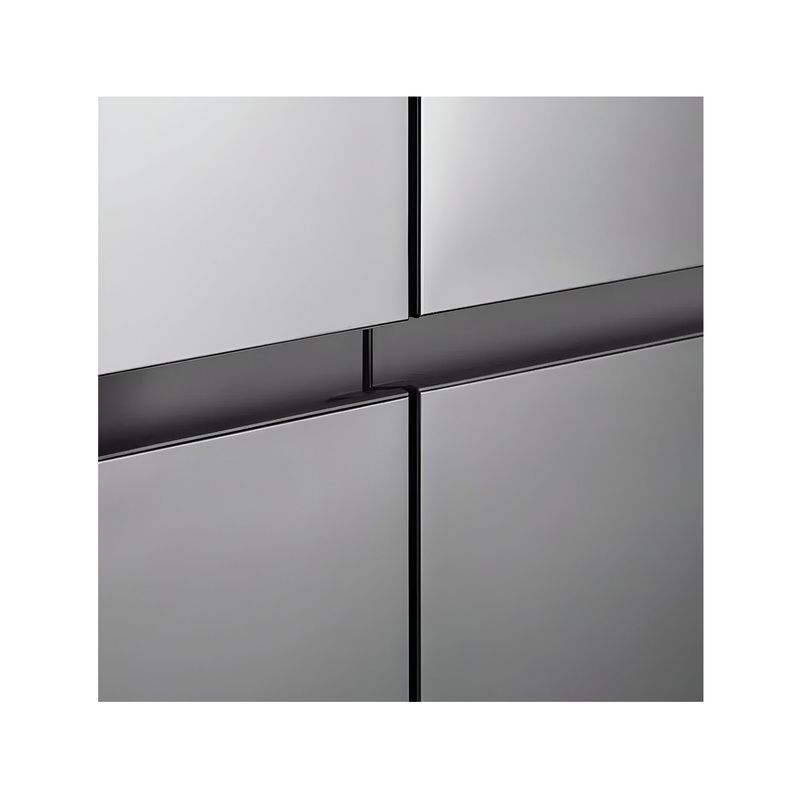Refrigerador inverter sin dispensador SBS 612 L plata LG, primer plano detallado de las manijas integradas y puertas
