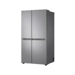 Refrigerador inverter sin dispensador SBS 612 L plata LG, vista en perspectiva tres cuartos desde el lado derecho