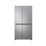 Refrigerador inverter sin dispensador SBS 612 l plata LG, vista frontal cerrada del equipo