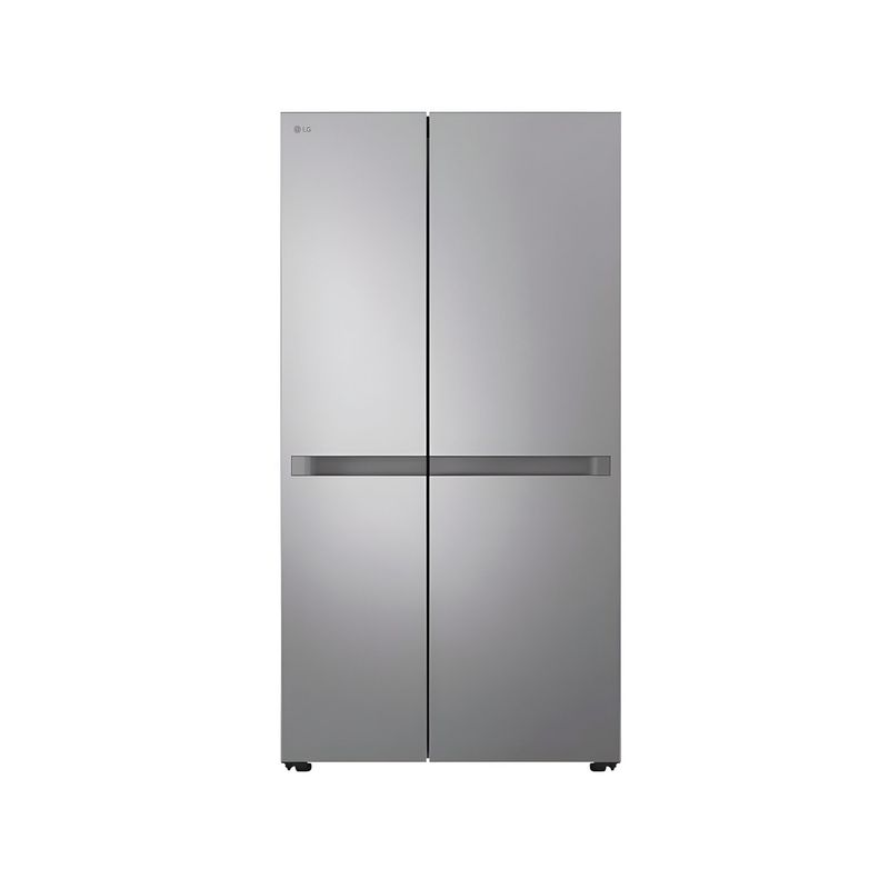 Refrigerador inverter sin dispensador SBS 612 l plata LG, vista frontal cerrada del equipo