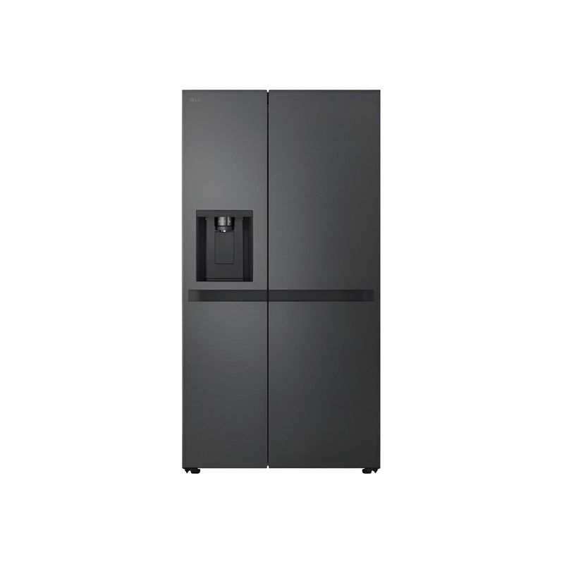 Refrigerador inverter con dispensador SBS 612 L LG, vista frontal del equipo en color negro