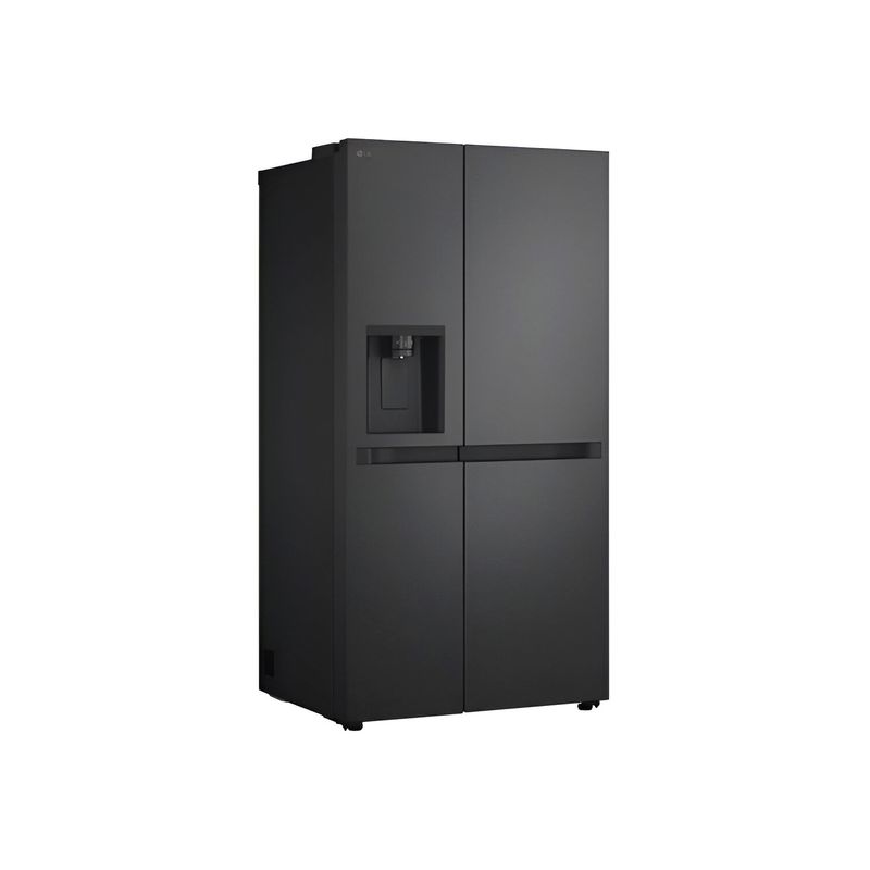 Refrigerador inverter con dispensador SBS 612 l LG, vista frontal completa en color negro