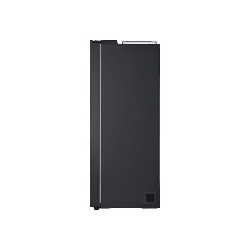 Refrigerador inverter con dispensador SBS 612 l negra LG, vista lateral del equipo en color negro