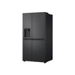 Refrigerador inverter con dispensador SBS 612 L negra LG, vista en perspectiva desde el ángulo derecho