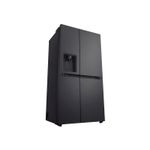 Refrigerador inverter con dispensador SBS 612 L LG, vista frontal en color negro con puertas cerradas