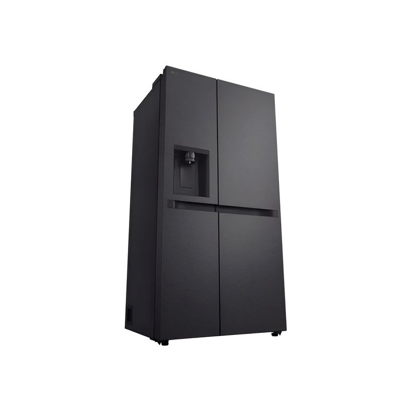 Refrigerador inverter con dispensador SBS 612 L LG, vista frontal en color negro con puertas cerradas
