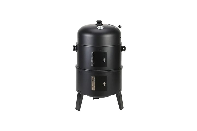 Ahumador/barbacoa a carbón de 16 pulgadas vertical negro Grill Mark, vista frontal del equipo sobre sus patas