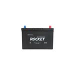 Batería NX120-7L SMF 90 amp 12 voltios 850 CCA Rocket, vista frontal con terminales azul y rojo