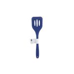Cuchara ranura silicone colores sólidos Core Kitchen, color azul con etiqueta blanca en el mango