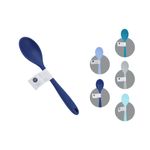 Cuchara silicone colores sólidos Core Kitchen, modelo azul con muestras de colores celeste, gris y azul claro al costado