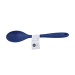Cuchara silicone colores sólidos Core Kitchen, color azul con etiqueta blanca envolviendo el mango