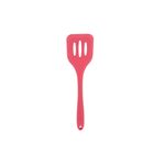 Cuchara ranura silicone colores sólidos Core Kitchen, vista frontal completa del utensilio en color rosado