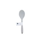 Cuchara silicone colores sólidos Core Kitchen, vista frontal de color gris con etiqueta de cartón blanca en el mango