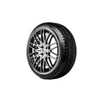 Llanta 195/50 R15 Firehawk 900 Firestone, vista frontal montada sobre un rin deportivo de aluminio plateado y negro