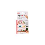 Adhesivo moldeable fuerte multiusos 3 pack rosa, anaranjado y verde Sugru, empaque frontal con ejemplos de uso