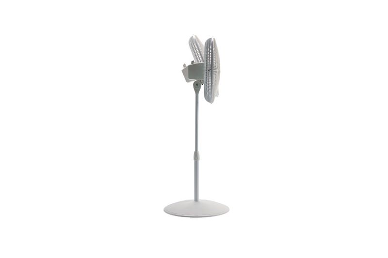 Abanico de pedestal 16 pulgadas 3 velocidades mod. S16201 blanco Lasko, vista lateral del equipo completo