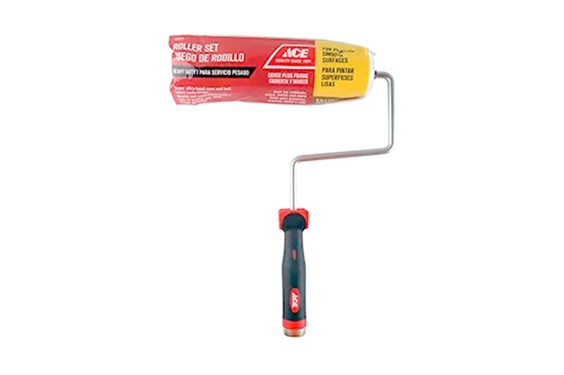 Rodillo con felpa profesional Ace, equipo completo con marco metálico y mango ergonómico negro y rojo