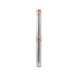 Bomba sumergible tipo bala de 2 HP, agua limpia y 110 V Pretul, vista frontal completa del equipo en acero inoxidable