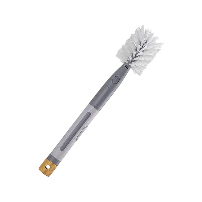 Cepillo para lavar botellas set 2 piezas gris y blanco Kennedy Home, primer plano del cepillo con cerdas blancas