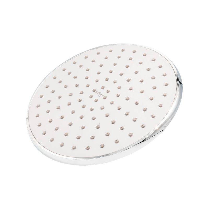 Cabeza de ducha redonda cromo 8 pulgadas Coflex, vista frontal de la superficie con los orificios de salida de agua