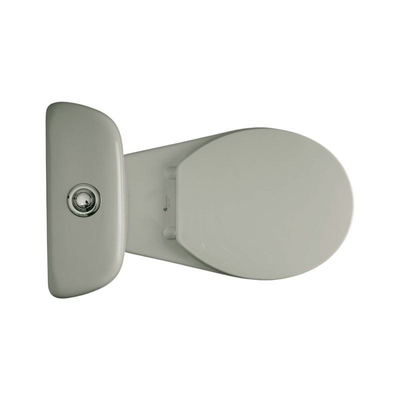 Sanitario Milán simple descarga 2 piezas push blanco Franz Viegener, vista superior con la tapa cerrada y botón de descarga