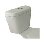 Sanitario Milán simple descarga 2 piezas push blanco Franz Viegener, primer plano del tanque con botón cromado