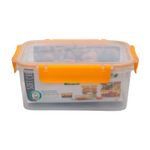 Envase para alimentos 1700 ml transparente rojo vino azul amarillo Sinsa, recipiente transparente con tapa y cierres naranjas