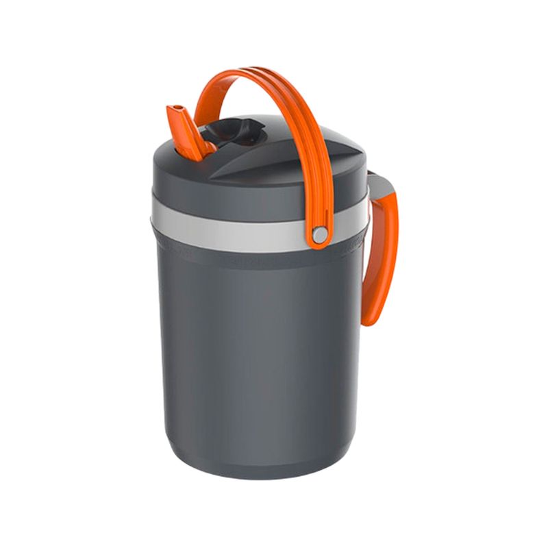 Termo 2.5 L negro Termolar, cuerpo gris oscuro con asa y tapa superiores en color naranja