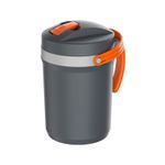 Termo 2.5 l negro Termolar, vista lateral del cuerpo gris oscuro con asa y botón de apertura en color naranja