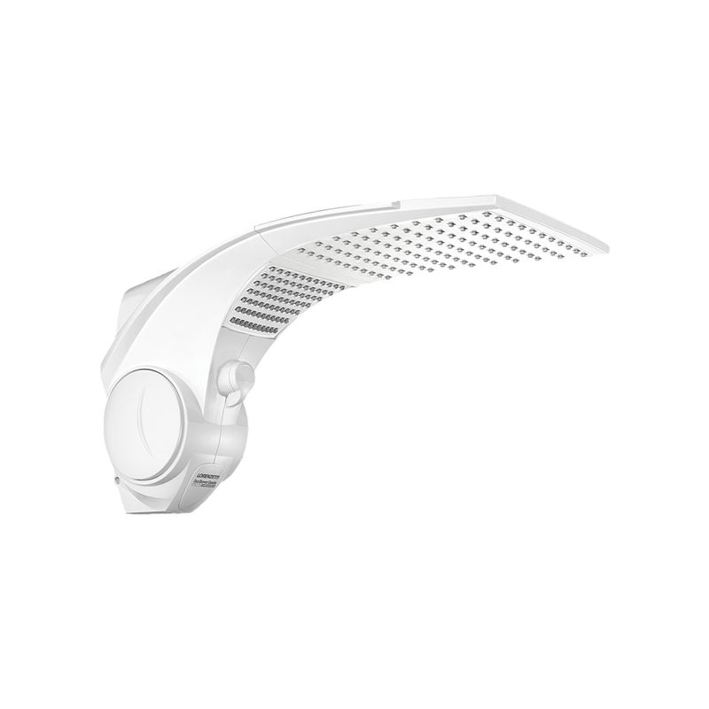 Ducha eléctrica Duo Shower cuadrada multitemperaturas blanca 127V/5500W Lorenzetti, vista lateral del cabezal y brazo