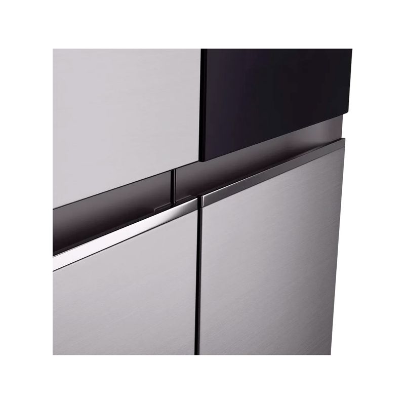 Refrigerador inverter Instaview SBS 6 silver LG, acercamiento a las manijas y la unión de las puertas