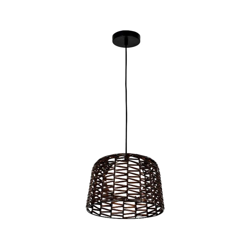 Luminaria colgante interior/exterior Perla III 50 cm 1 l 40 W E27 Ikelite, pantalla de fibras tejidas color chocolate