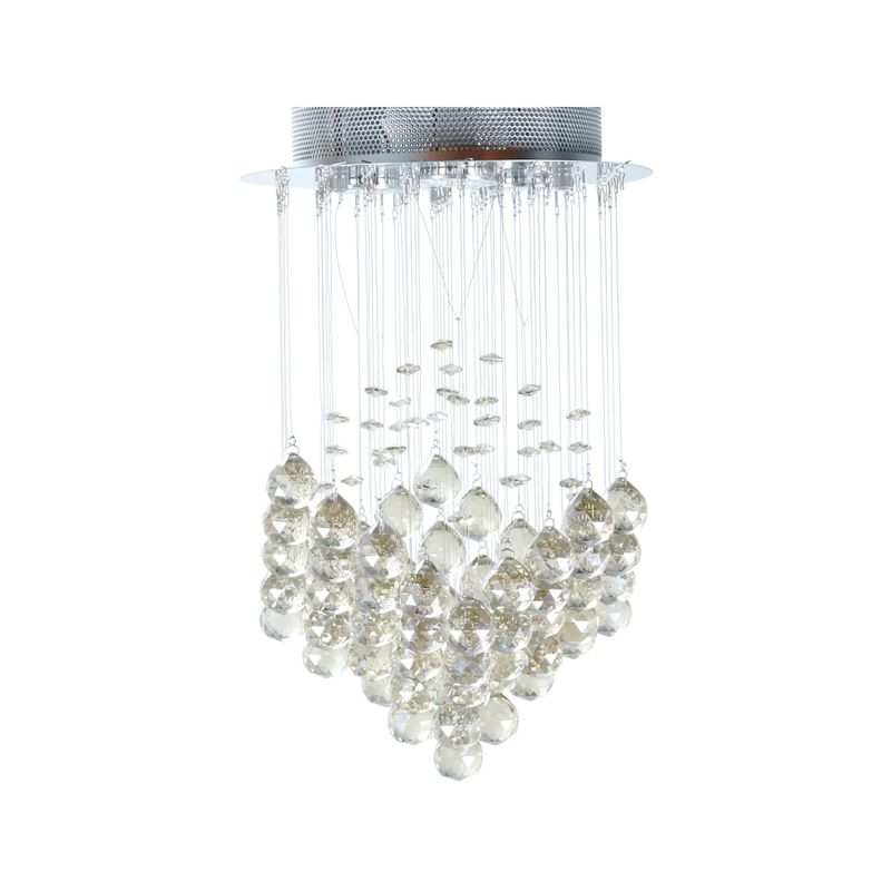 Lámpara colgante cristal Emilie cromo 4L GU10 50W Designers Lighting, vista frontal con cristales transparentes facetados