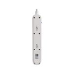 Regleta eléctrica con supresor 6 salidas 110 V blanco Forza, vista posterior con orificios para montaje en pared