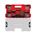 Set puntas y brocas 150 piezas Craftsman, estuche rojo abierto con todas las piezas organizadas en sus compartimentos