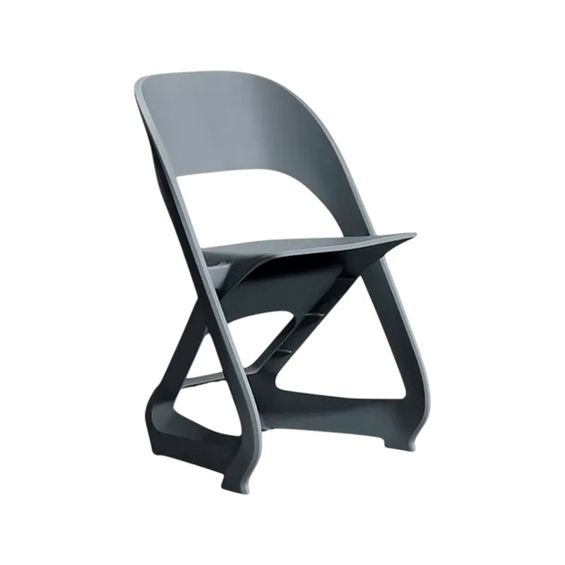 Silla plástica gris Ideal Furniture, vista lateral del diseño ergonómico y estructura minimalista