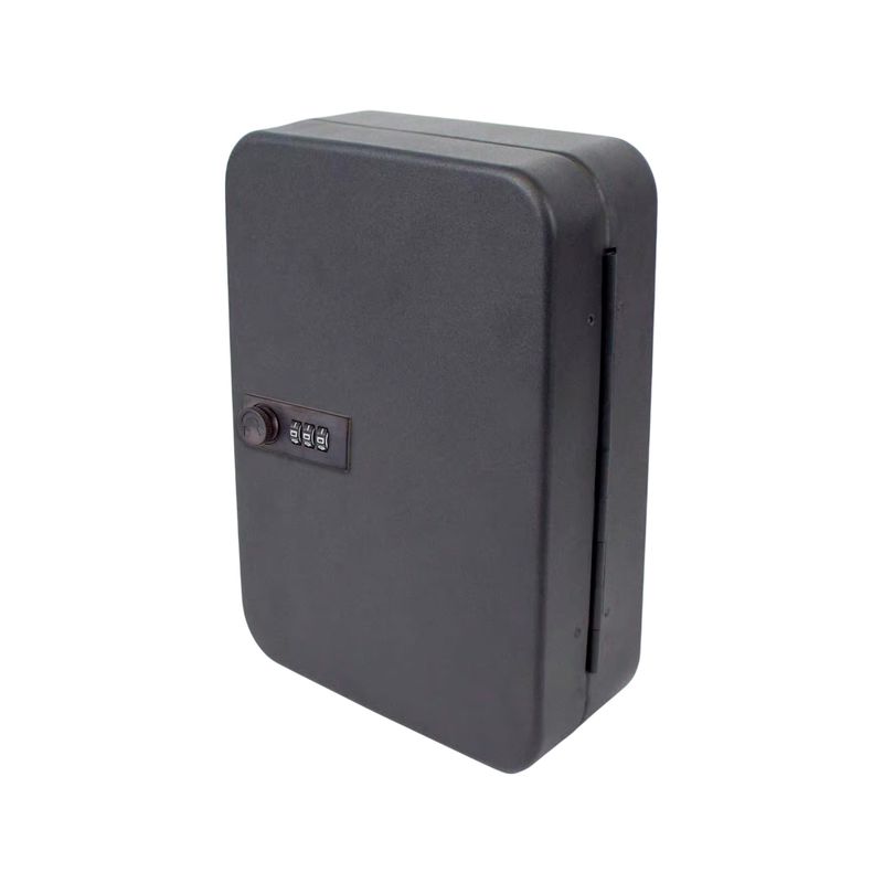 Caja de seguridad para llaves 3 x 9.5 x 12 pulgadas negro Lucky Line, vista lateral del cerradura de combinación numérica