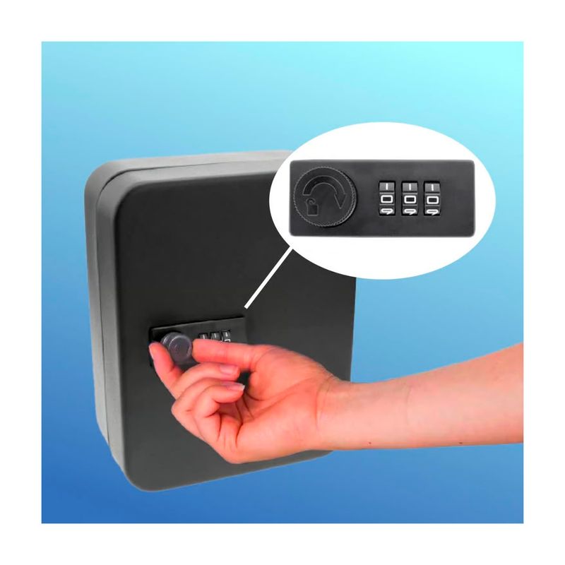 Caja de seguridad para llaves 3 x 9.5 x 12 pulgadas negro Lucky Line, mano operando la cerradura con zoom al dial numérico