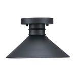Luminaria de techo ext Alux 1L E27 60W negro Westinghouse, vista frontal del plafón y la pantalla cónica